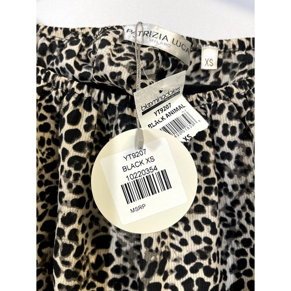 PATRICIA LUCA NEW Ruffle Sleeve Leopard Top Black Animal Print Size XS - Picture 4 of 9
